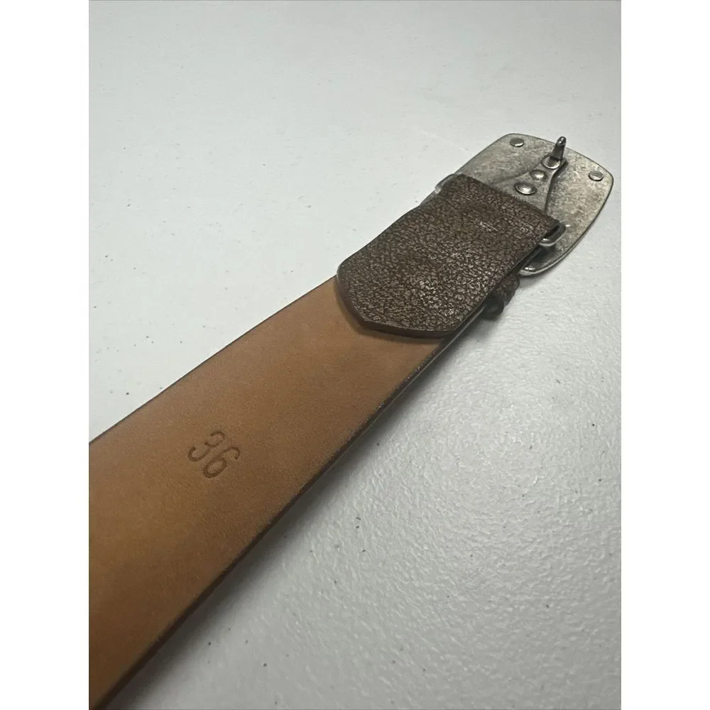 W. Kleinberg Brown Leather Belt with Silver-Tone Buckle